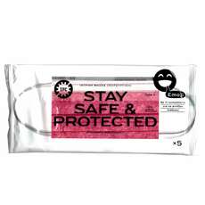 LFC Stay Safe & Protected Μάσκες Προστασίας Προσώπου 3-PLY Type II Κοκκινες Emoji 5pcs