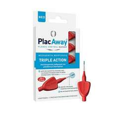 Plac Away Triple Action Μεσοδόντια Βουρτσάκια 0.5mm ISO 2, Κόκκινο, 6τεμ