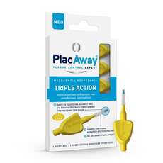 Plac Away Triple Action Μεσοδόντια Βουρτσάκια 0.7mm ISO 4, Κίτρινα, 6τεμ