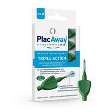 Plac Away Triple Action Μεσοδόντια Βουρτσάκια 0.8mm ISO 5, Πράσινο, 6τεμ