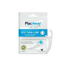 Plac Away Eco Twin-Line Διπλό Λευκαντικό Οδοντικό Νήμα με Λαβή, 30τεμ