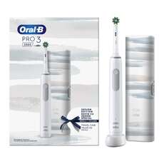 Oral-B Pro 3 3500 White Design Edition Επαναφορτιζόμενη Ηλεκτρική Οδοντόβουρτσα Λευκή με Θήκη Ταξιδίου, 1τεμ