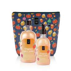 Lavish Care Pumpkin Spice Spirit Christmas Bag Set Bath /Shower Gel 500ml & Glitter Body Lotion 300ml