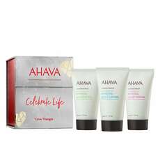 AHAVA Celebrate Life Love Triangle Hand Cream 40ml, Body Lotion 40ml & shower Gel 40ml