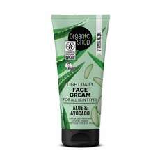 Organic Shop Aloe & Avocado Light Daily Face Cream Ελαφριά Κρέμα Προσώπου για όλους τους τύπους επιδερμίδας 50ml