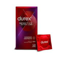 Durex Προφυλακτικά Πολύ Λεπτά Sensitive Έξτρα Λιπαντικό, 12τεμ