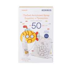 Korres Set Γιαούρτι Παιδικό Αντηλιακό Spray Σώματος και Προσώπου Spf50 150ml & Δώρο Υφασμάτινο Back Pack για Ζωγραφική