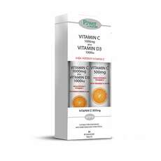 Power Health Vitamin C 1000mg & D3 1000iu Stevia 24 αναβράζοντα δισκία Τζίντζερ Λεμόνι & Vitamin C 500mg 1000iu 20 αναβράζοντα δισκία