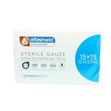 Alfashield Gauze Αποστειρωμένη Γάζα 15cm x 15cm 12τμχ