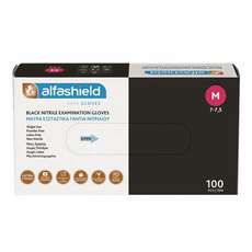 AlfaShield Black Nitrile Examination Gloves 100 Τεμάχια - Medium