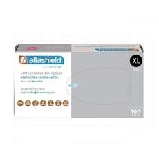 Alfashield Alfa Gloves Εξεταστικά Γάντια Λάτεξ Μέγεθος X-Large Λευκό Χρώμα Χωρίς Πούδρα 100 Τεμάχια