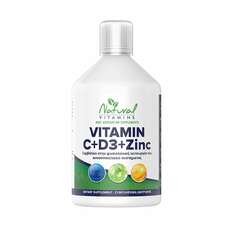 Natural Vitamins Vegan Vitamin C + D3 + Zinc Γεύση Πορτοκάλι 500ml