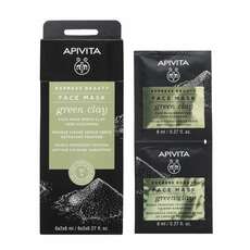 Apivita Express Beauty Face Mask Green Clay για Βαθύ Καθαρισμό 2x8ml