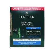 René Furterer Triphasic Reactional Sudden Hair Loss Treatment 12 Ampoules + Anti-Hair Loss Shampoo Free 100 ml