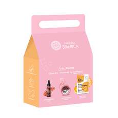 Natura Siberica Lab Biome Glow Kit, Ρουτίνα Λάμψης με ορό προσώπου με χρυσό 24K, eye patches με Βιταμίνη C & Δώρο Sheet Mask με Βιταμίνη C