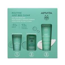 Apivita Set Just Bee Clear Cream - Κρέμα Προσώπου Κατά Των Ατελειών Για Ενυδάτωση & Ματ Αποτέλεσμα 40ml + Δώρο Gel καθαρισμού 15ml & Λοσιόν Σύσφιξης Πόρων 50ml