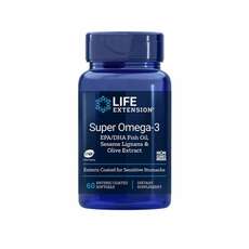 Life Extension Super Omega 3 with EPA/DHA with Sesame Lignans Olive, 60 soft gels