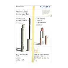 Korres PROMO Consicious Colour Lashes & Lips Set Drama Volume Mascara 01 Black για Μεγάλες & Πυκνές Βλεφαρίδες 13ml & True Velvety Lipstick 13 Nude Pink Κραγιόν με Κρεμώδη Υφή 3g