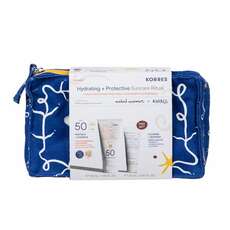 Korres Promo Hydrating & Protective Suncare Ritual Yoghurt Tinted Αντηλιακή Κρέμα Προσώπου με Χρώμα SPF50, 50ml, Αφρώδης Κρέμα Καθαρισμού με Προβιοτικά, 20ml & Δώρο Naked Summers x Korres Νεσεσέρ, 1τεμ
