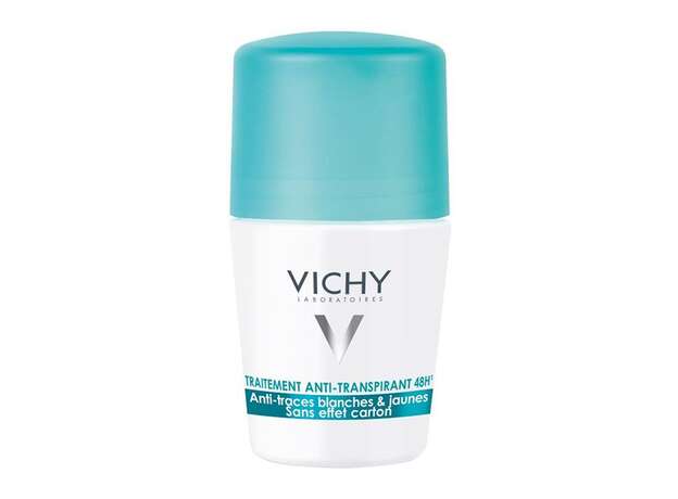 Vichy Deodorant Anti-Transpirant Αποσμητικό σε μορφή roll-on 48ωρης φροντίδας κατά των λευκών και κίτρινων σημαδιών, 50ml