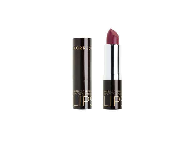 Korres Morello Creamy Lipstick No 28 Λαμπερό Μωβ, Σταθερό-Λαμπερό Αποτέλεσμα 3,5 g