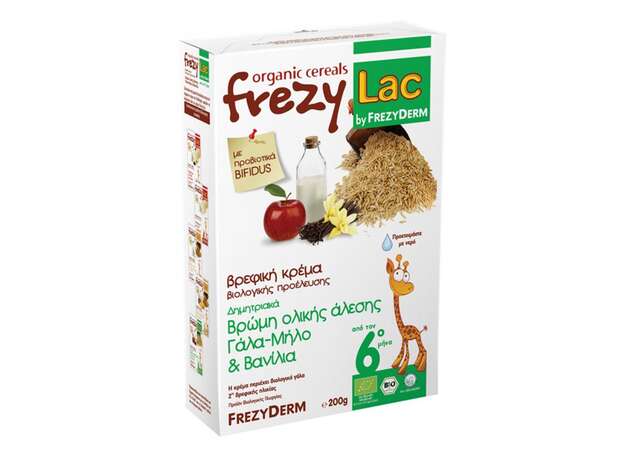 Frezylac Βρώμη Ολικής Άλεσης με Γάλα, Μήλο, Βανίλια 200g