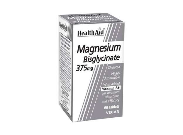 Health Aid Magnesium Bisglycinate 375mg & Vitamin B6, Χηλικό Μαγνήσιο & Βιταμίνη Β6, 60Tabs