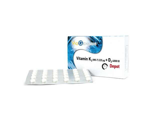 Viogenesis Vitamin K2 (MK-7) 225mg + Vitamin D3 4000IU Depot 60 tabs