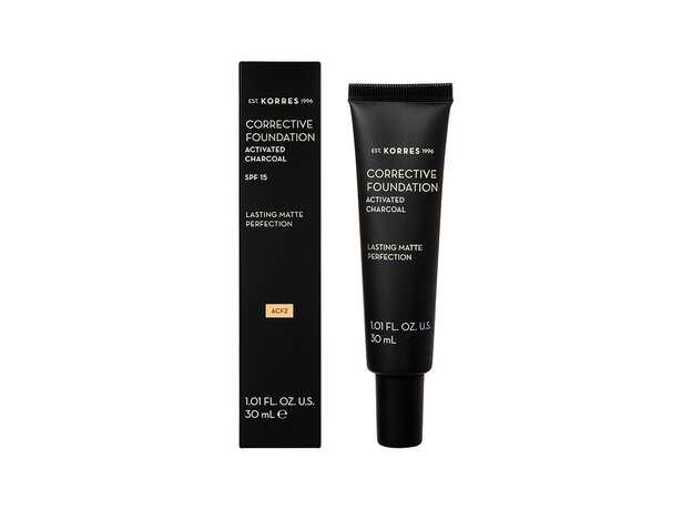 Korres Corrective Foundation SPF15 Διορθωτικό Make-up ACF2 με Ενεργό Άνθρακα Κάλυψη των Ατελειών & Ματ Αποτέλεσμα, 30ml