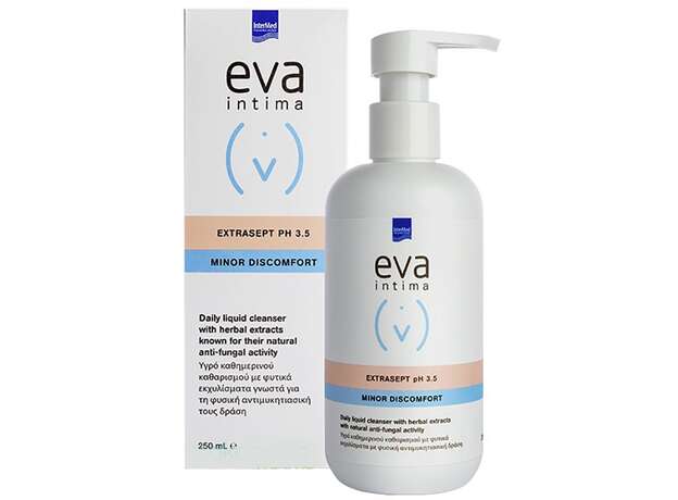 Intermed Eva Intima Extrasept PH3.5 Minor Discomfort Υγρό Καθημερινού Καθαρισμού Ευαίσθητης Περιοχής με Φυσική Αντιμυκητιασική Δράση 250ml