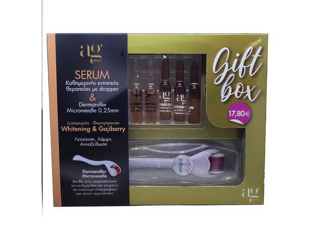 Ag Pharm Gift Box Whitening Serum 2ml 3τμχ, Gojiberry Serum 2ml 2τμχ & Derma Roller System 540 Needles DRS25 (0.25mm) 1τμχ