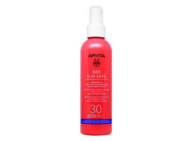 Apivita Bee Sun Safe Hydra Melting Ultra Light Face & Body Spray Ενυδατικό Αντιηλιακό Προσώπου Σώματος με Θαλάσσια Φύκη & Πρόπολη SPF30, 200ml