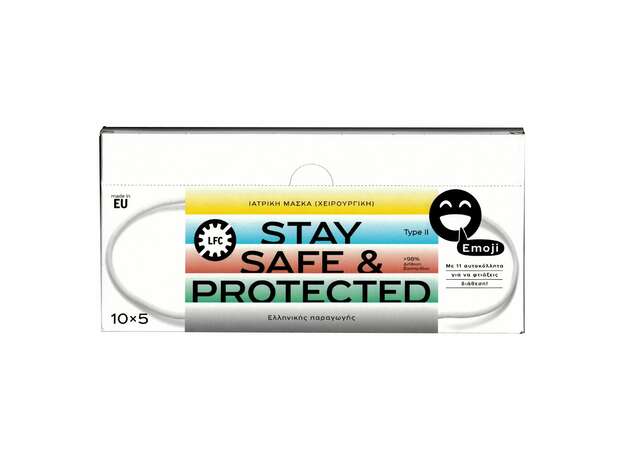 LFC Stay Safe & Protected Μάσκες Προστασίας Προσώπου 3-PLY Type II mix 5 χρωμάτων Emoji 50pcs