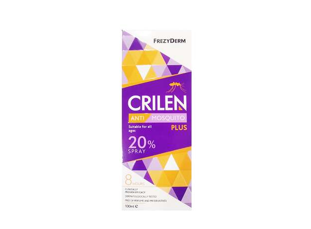 Frezyderm Crilen Anti Mosquito Plus 20% Spray Εντομοαπωθητικό Σπρέι Χωρίς Άρωμα για Όλες Τις Ηλικίες 100ml