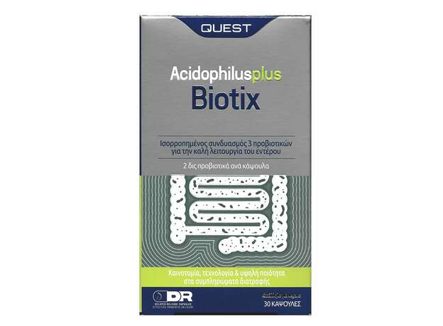 Quest Acidophilus Plus Biotix Προβιοτικά για Υγιές Έντερο 30 Κάψουλες