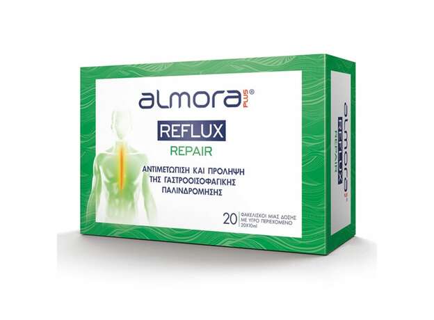 Almora Plus Reflux Repair Αντιμετώπιση και Πρόληψη από τα Συμπτώματα της Γαστροοισοφαγικής Παλινδρόμισης, 20 Φακελάκια x 10ml