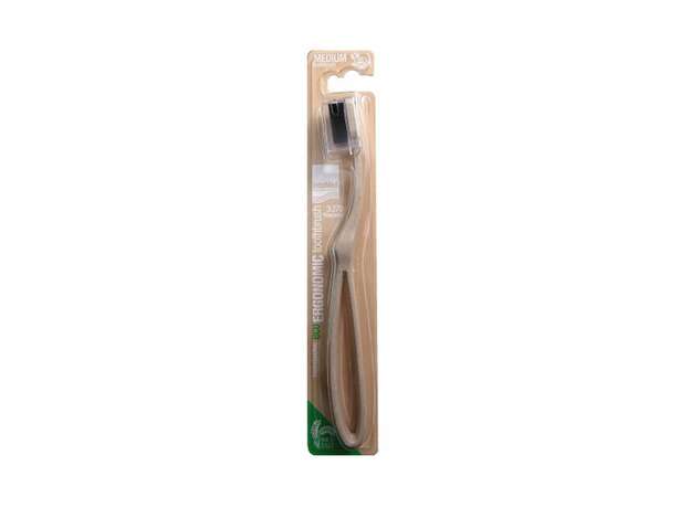 Intermed Professional Ergonomic Eco Medium Toothbrush Οδοντόβουρτσα με Λαβή απο Φλοιό Ρυζιού Μπεζ Φυσικό Χρώμα 1τμχ