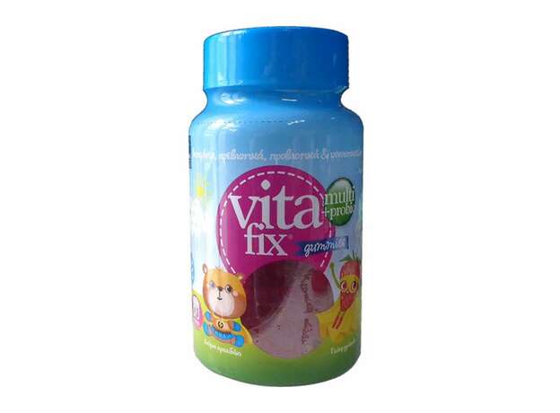 Intermed Multi & Probio VitaFix Gummies "Bear" Strawberry Παιδικές Πολυβιταμίνες σε Ζελεδάκια με Σχήμα Αρκουδάκι και Γεύση Φράουλα, Βαζάκι με 60τεμ