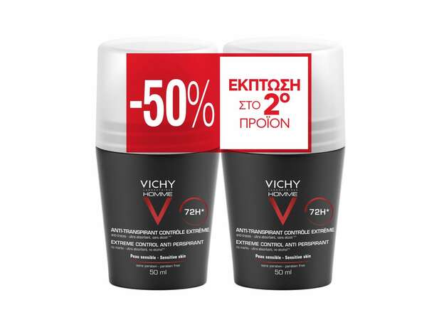 Vichy Promo Anti Transpirant 72h Roll On Ανδρικό Αποσμητικό Έντονης Εφίδρωσης με Άρωμα -50% ΕΚΠΤΩΣΗ ΣΤΟ 2ο ΠΡΟΪΟΝ