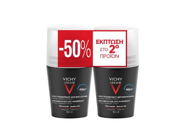 Vichy Promo Anti-Transpirant 48h Roll On Ανδρικό Αποσμητικό για Ευαίσθητες Επιδερμίδες -50% ΕΚΠΤΩΣΗ ΣΤΟ 2ο ΠΡΟΪΟΝ