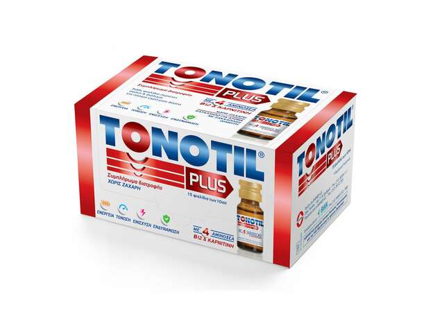 Tonotil Plus Συμπλήρωμα Διατροφής με 4 Αμινοξέα B12 & Καρνιτίνη 15x10ml