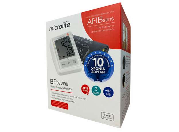 Microlife B3 AFIB sens Ψηφιακό Πιεσόμετρο Μπράτσου, 1Τμχ