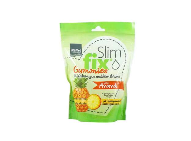 Intermed Slim fix Gummies 500mg Ζελεδάκια για την Απώλεια Βάρους με γλυκομαννάνη, με γεύση Ανανά, 210g 42 gummies