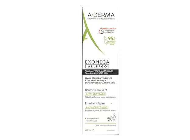 A-Derma Exomega Allergo Emollient Balm Αποστειρωμένο Μαλακτικό Bάλσαμο, 200ml