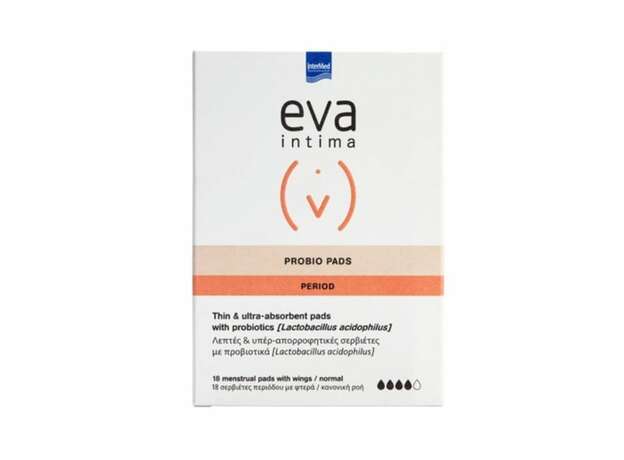 Intermed Eva Intima Probio Pads Σερβιέτες Κανονικής Ροής με Προβιοτικά, 18τεμ