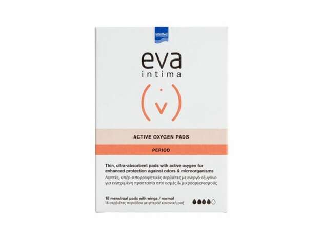 Intermed Eva Intima Active Oxygen Pads Σερβιέτες Κανονικής Ροής με Φτερά, 18τεμ