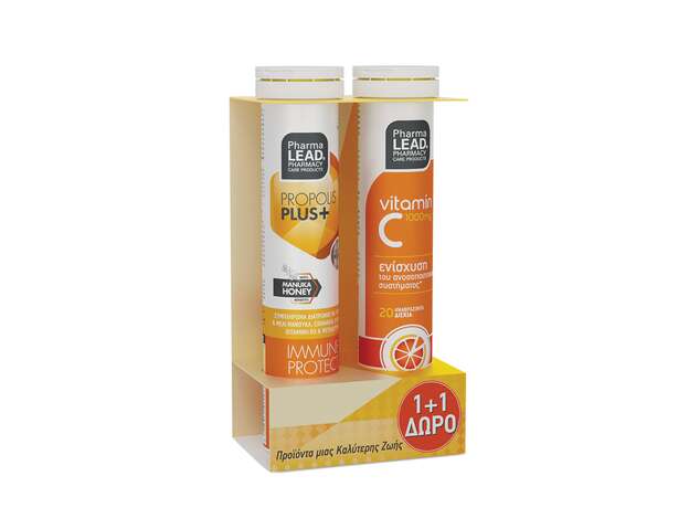 PharmaLead Propolis Plus+ With Manuka Honey & Vit C Συμπλήρωμα για την Ενίσχυση του Ανοσοποιητικού 1000mg 40 αναβράζοντα δισκία Πορτοκάλι