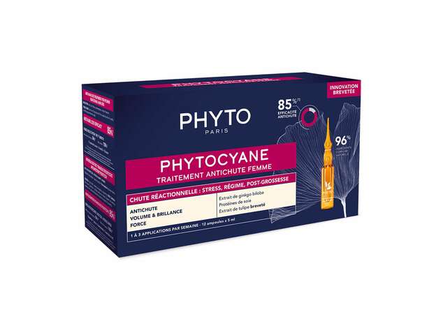 Phyto Phytocyane Reactional Hair Loss Treatment for Women Αγωγή για την Αντιδραστική Γυναικεία Τριχόπτωση, 12amp x 5ml