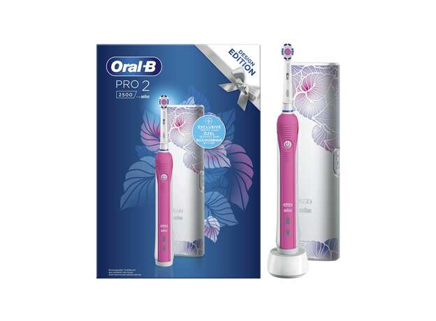 Oral-B Επαναφορτιζόμενη Ηλεκτρική Οδοντόβουρτσα Pro 2 2500 Pink Design Edition & Θήκη Ταξιδίου, 1τεμ.