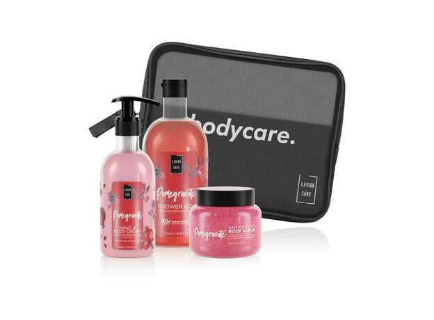 Lavish Care Promo Bodycare Pomegranate Shower Gel 500ml & Hand&Body Cream 300ml & Body Scrub 250ml & Neseser (Box 2022)